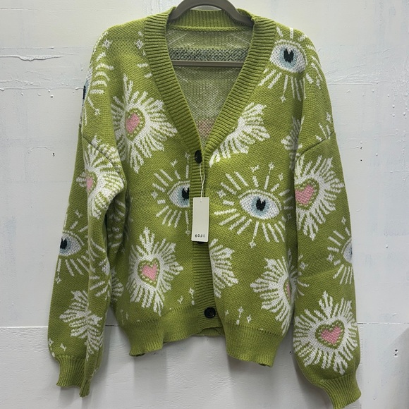 Sweaters - NWT Rosa Clothing Mystical Gorgeous Eye Cardigan Oversized Fit